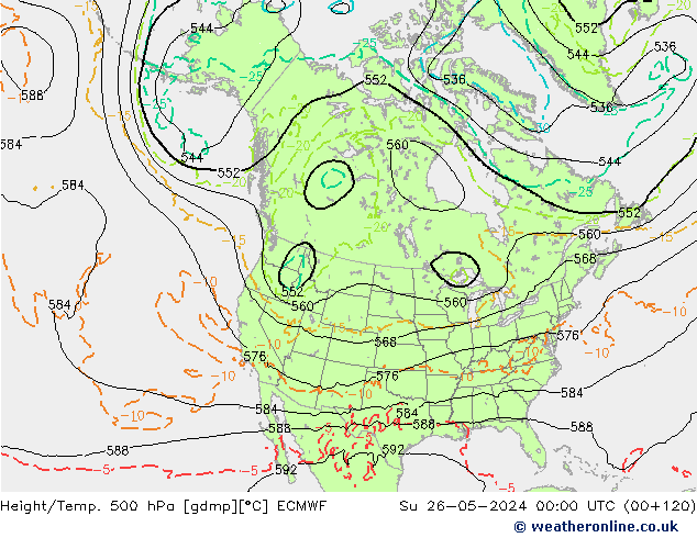 Z500/Rain (+SLP)/Z850 ECMWF  26.05.2024 00 UTC