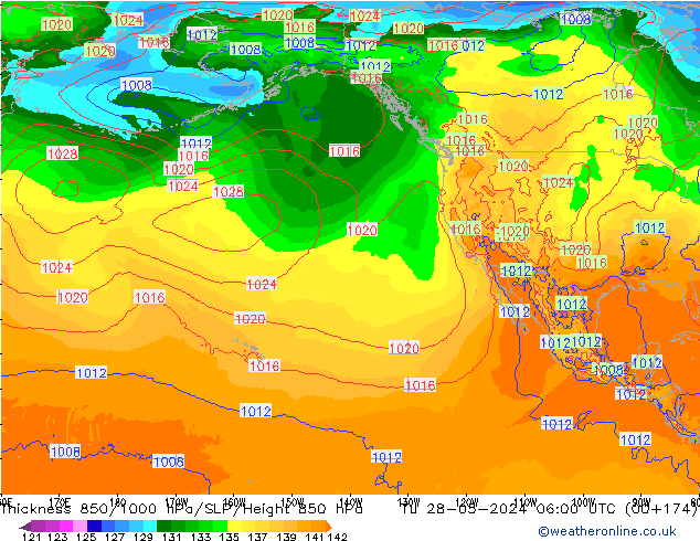 Thck 850-1000 гПа ECMWF вт 28.05.2024 06 UTC