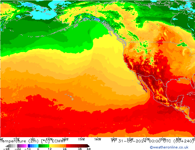 température (2m) ECMWF ven 31.05.2024 00 UTC