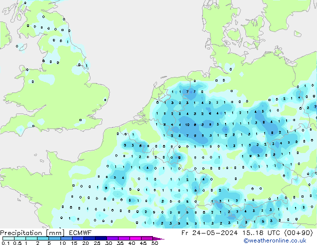 Niederschlag ECMWF Fr 24.05.2024 18 UTC