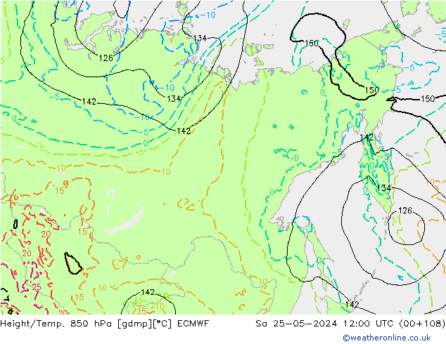 Hoogte/Temp. 850 hPa ECMWF za 25.05.2024 12 UTC