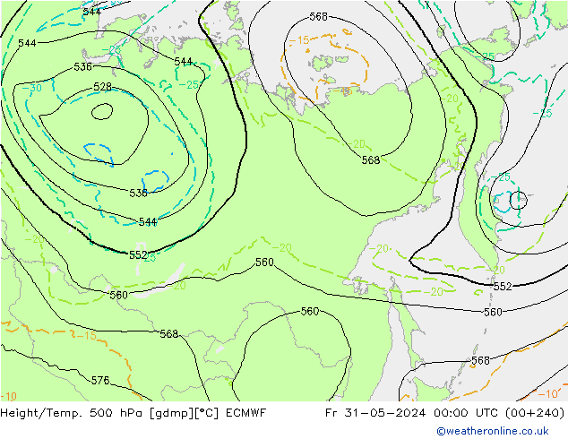 Z500/Rain (+SLP)/Z850 ECMWF vie 31.05.2024 00 UTC