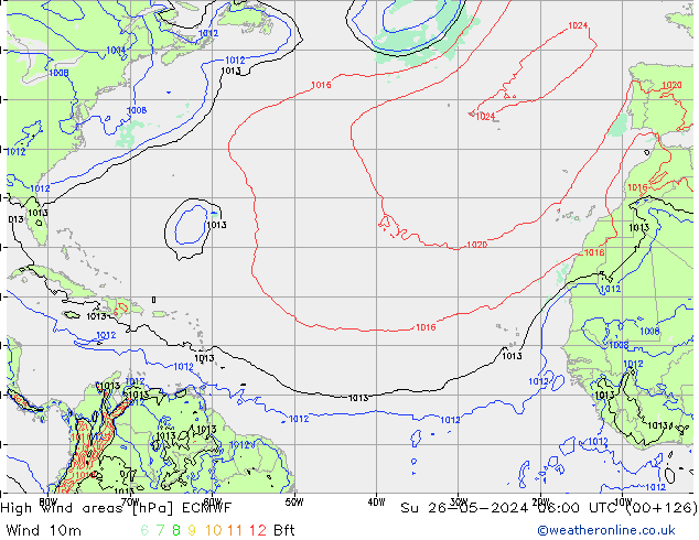High wind areas ECMWF Su 26.05.2024 06 UTC