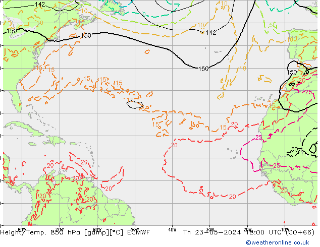 Z500/Rain (+SLP)/Z850 ECMWF  23.05.2024 18 UTC