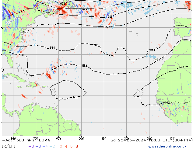 T-Adv. 500 hPa ECMWF sam 25.05.2024 18 UTC