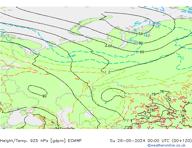 Géop./Temp. 925 hPa ECMWF dim 26.05.2024 00 UTC