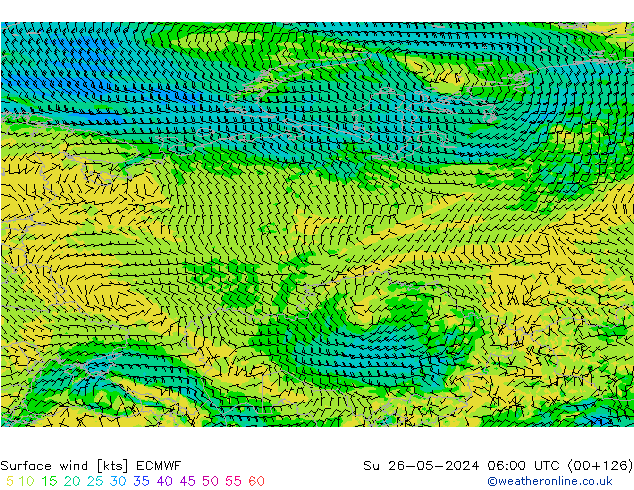 Surface wind ECMWF Su 26.05.2024 06 UTC