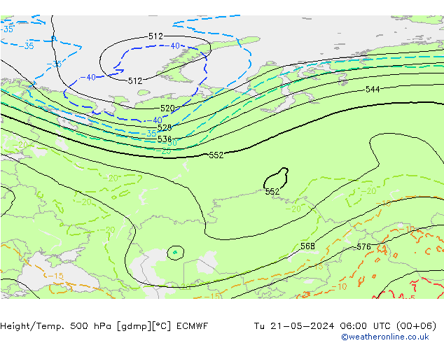 Z500/Regen(+SLP)/Z850 ECMWF di 21.05.2024 06 UTC