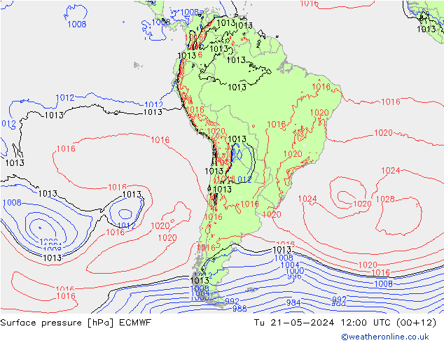 地面气压 ECMWF 星期二 21.05.2024 12 UTC
