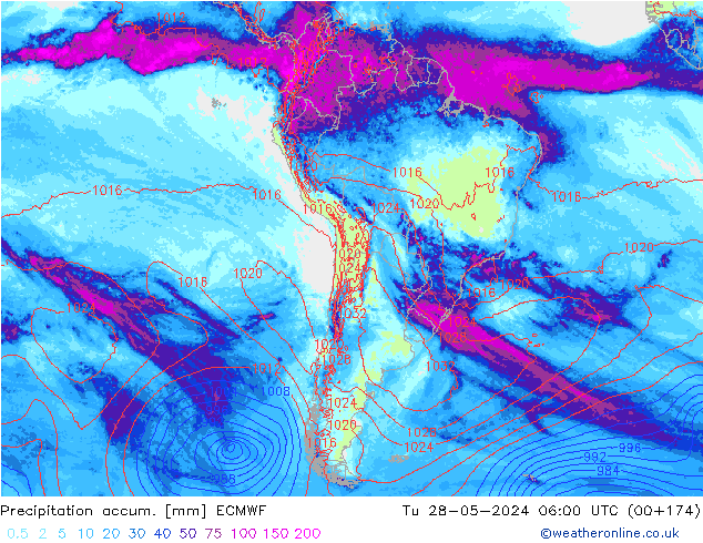 Precipitation accum. ECMWF Ter 28.05.2024 06 UTC