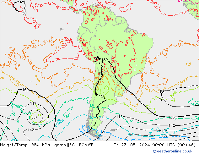 Z500/Yağmur (+YB)/Z850 ECMWF Per 23.05.2024 00 UTC