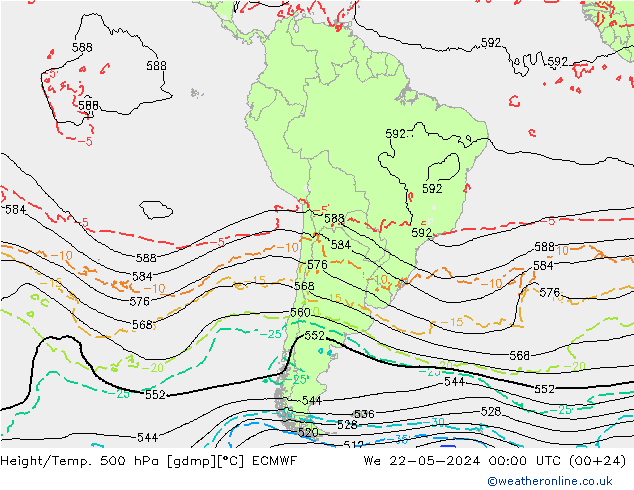Z500/Rain (+SLP)/Z850 ECMWF  22.05.2024 00 UTC