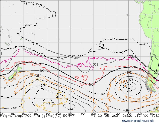 Hoogte/Temp. 700 hPa ECMWF wo 29.05.2024 06 UTC