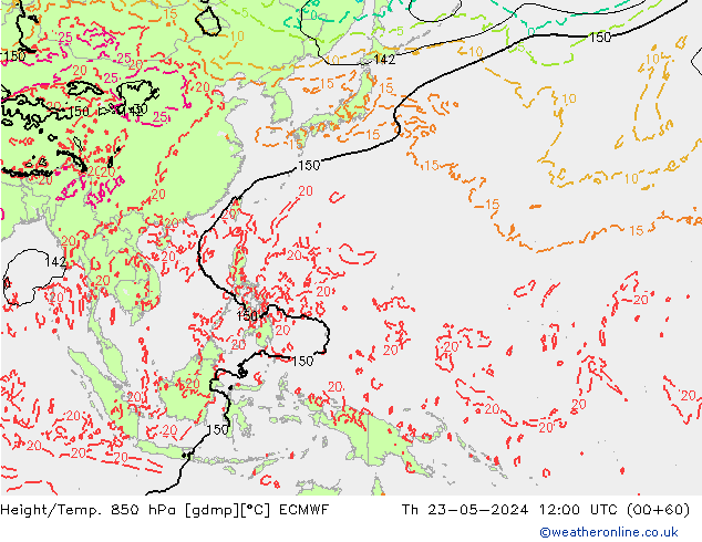 Z500/Regen(+SLP)/Z850 ECMWF do 23.05.2024 12 UTC