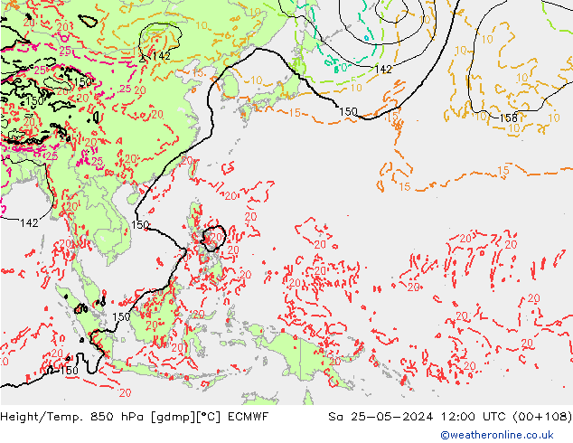 Z500/Regen(+SLP)/Z850 ECMWF za 25.05.2024 12 UTC