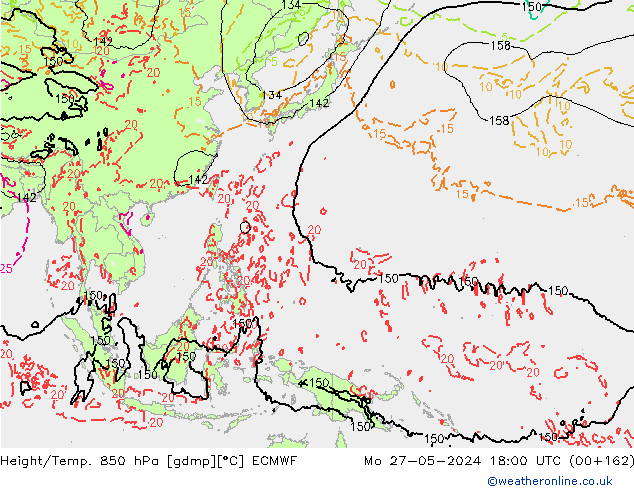 Height/Temp. 850 hPa ECMWF Mo 27.05.2024 18 UTC