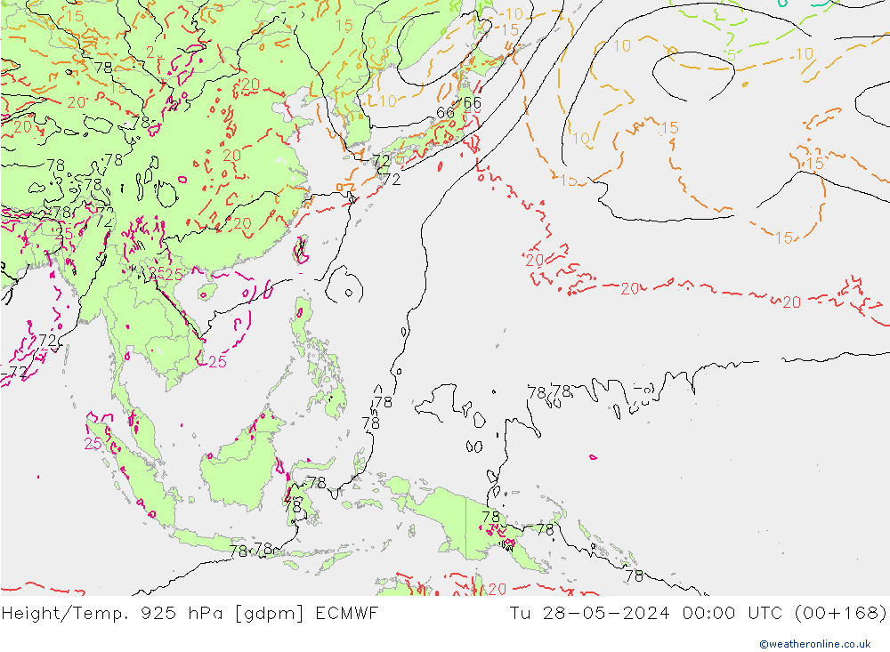 Height/Temp. 925 гПа ECMWF вт 28.05.2024 00 UTC