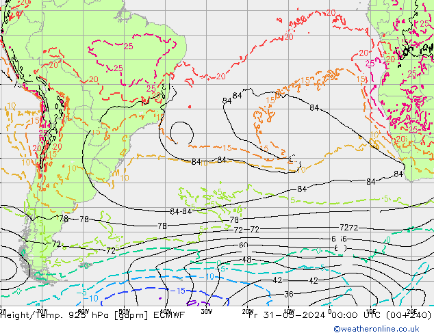 Géop./Temp. 925 hPa ECMWF ven 31.05.2024 00 UTC