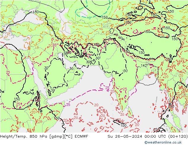 Z500/Rain (+SLP)/Z850 ECMWF nie. 26.05.2024 00 UTC
