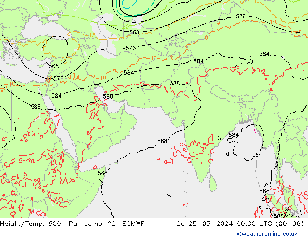 Height/Temp. 500 hPa ECMWF So 25.05.2024 00 UTC