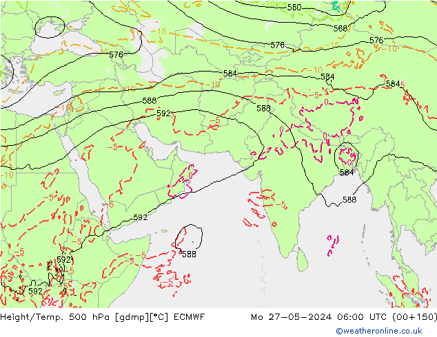 Height/Temp. 500 hPa ECMWF Mo 27.05.2024 06 UTC