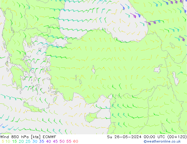 Wind 850 hPa ECMWF Su 26.05.2024 00 UTC