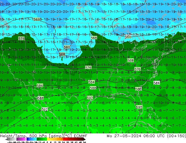 Z500/Rain (+SLP)/Z850 ECMWF пн 27.05.2024 06 UTC