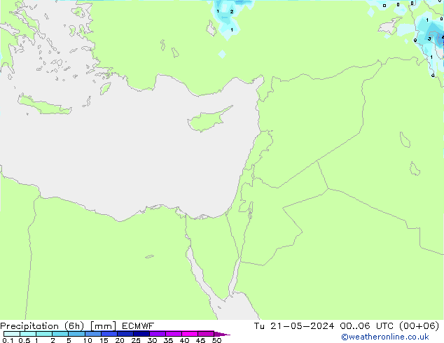 Yağış (6h) ECMWF Sa 21.05.2024 06 UTC
