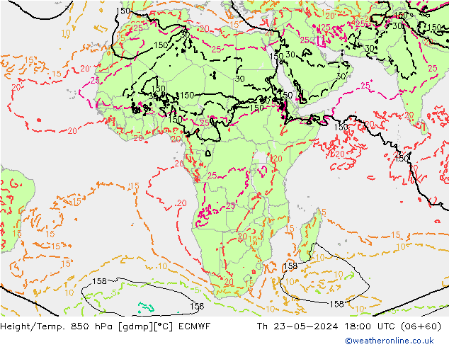 Z500/Rain (+SLP)/Z850 ECMWF Th 23.05.2024 18 UTC