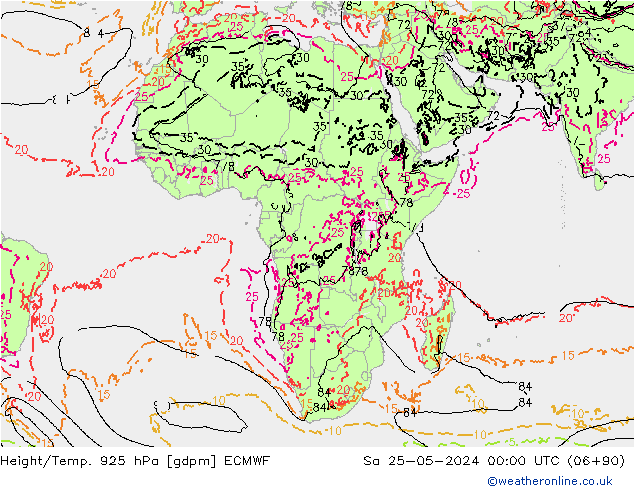Height/Temp. 925 hPa ECMWF  25.05.2024 00 UTC