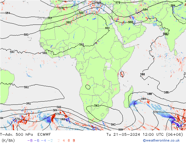 T-Adv. 500 hPa ECMWF mar 21.05.2024 12 UTC