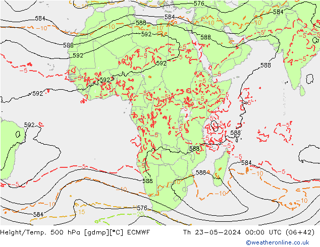 Z500/Rain (+SLP)/Z850 ECMWF Th 23.05.2024 00 UTC