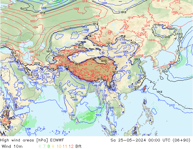 High wind areas ECMWF Sa 25.05.2024 00 UTC