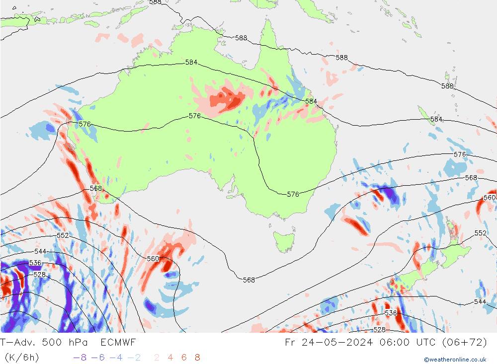 T-Adv. 500 гПа ECMWF пт 24.05.2024 06 UTC
