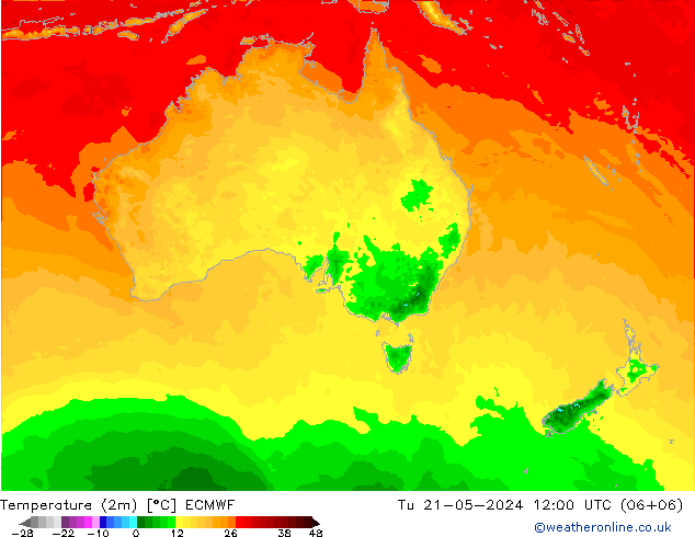 température (2m) ECMWF mar 21.05.2024 12 UTC