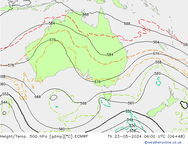 Z500/Yağmur (+YB)/Z850 ECMWF Per 23.05.2024 06 UTC