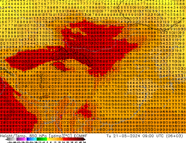 Height/Temp. 850 hPa ECMWF 星期二 21.05.2024 09 UTC