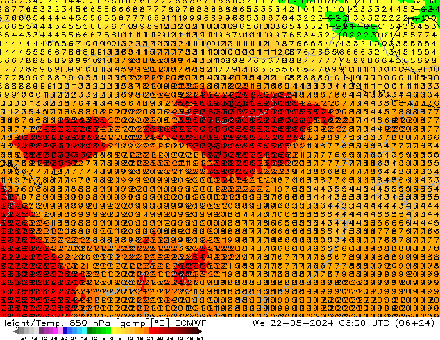 Z500/Rain (+SLP)/Z850 ECMWF 星期三 22.05.2024 06 UTC