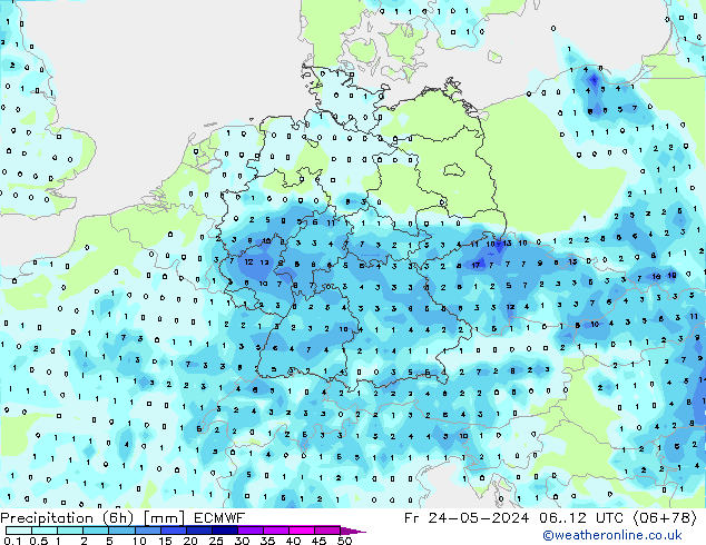 Precipitação (6h) ECMWF Sex 24.05.2024 12 UTC