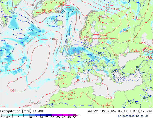 Niederschlag ECMWF Mi 22.05.2024 06 UTC