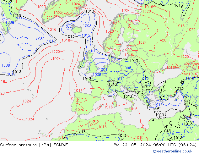 приземное давление ECMWF ср 22.05.2024 06 UTC