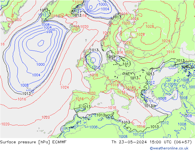 Surface pressure ECMWF Th 23.05.2024 15 UTC