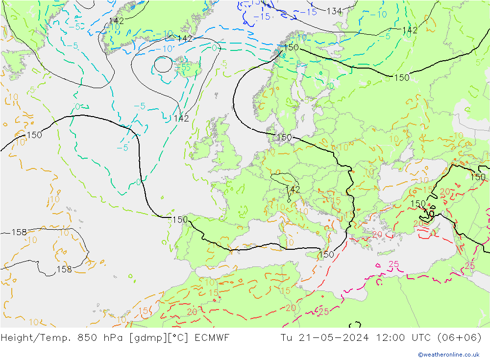 Z500/Rain (+SLP)/Z850 ECMWF  21.05.2024 12 UTC