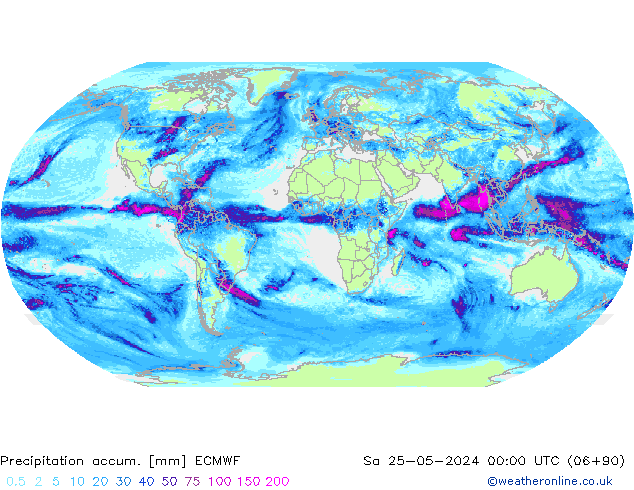 Precipitación acum. ECMWF sáb 25.05.2024 00 UTC