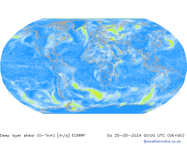 Deep layer shear (0-1km) ECMWF Sáb 25.05.2024 00 UTC