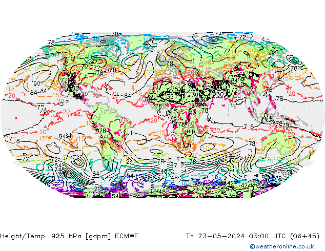 Height/Temp. 925 hPa ECMWF  23.05.2024 03 UTC