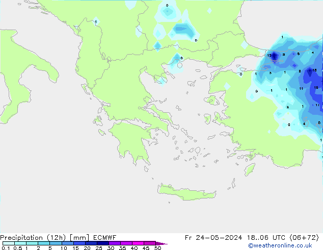 Precipitation (12h) ECMWF Fr 24.05.2024 06 UTC