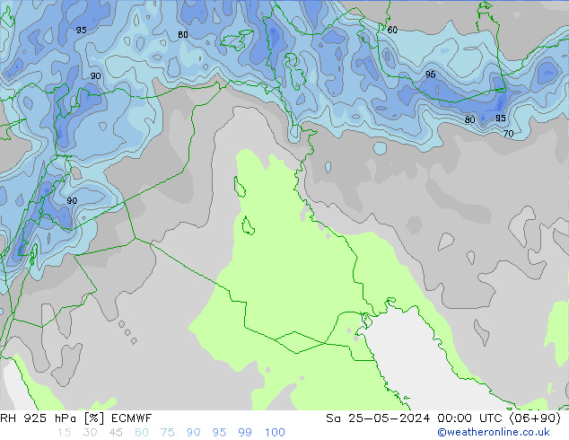 Humidité rel. 925 hPa ECMWF sam 25.05.2024 00 UTC