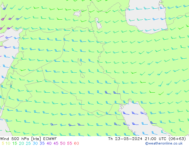Wind 500 hPa ECMWF do 23.05.2024 21 UTC