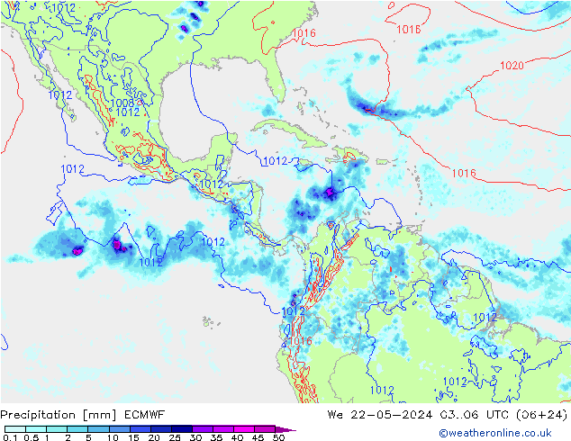 precipitação ECMWF Qua 22.05.2024 06 UTC